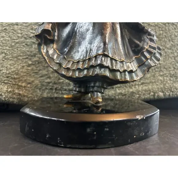 1930s JB Hirsch Cold Painted French Bronze Figure on Marble Pleased to Meet You